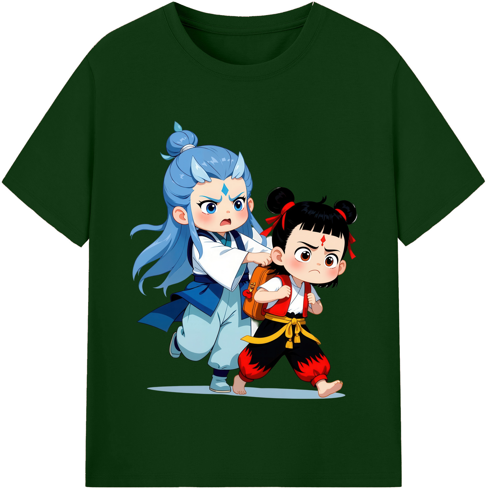 （画像用） Ne Zha 2 ナタ 魔童の大暴れ 綿100％半袖Tシャツ（フロントプリント）